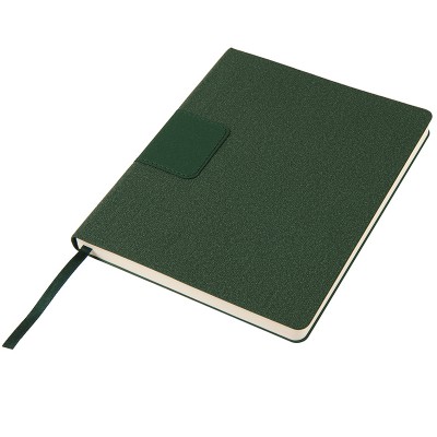 Бизнес-блокнот Твид, 150х180 мм, кремовая бумага, гибкая обложка, темно-зеленый