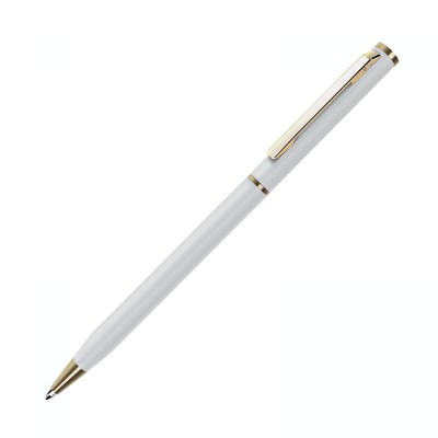 Ручка шариковая, белая с золотистой отделкой