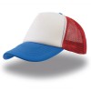 Бейсболка с сеткой, 80г/м2, застёжка пластик, триколор синий, красный, белый.
