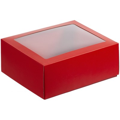 Коробка с окном 21,3х16,5х7,8см красная