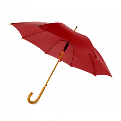Зонт-трость 104см с деревянной ручкой, красный