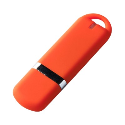 Флешка 16Гб пластик с покрытием soft-touch, оранжевая
