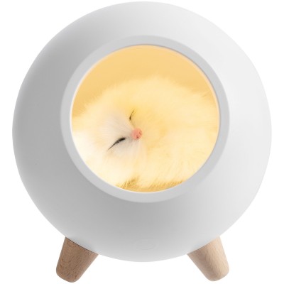 Беспроводная лампа-колонка с плюшевым котенком, белая