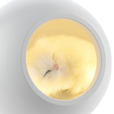 Беспроводная лампа-колонка с плюшевым котенком, белая
