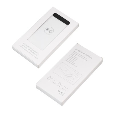 Беспроводное зарядное устройство 10000 mAh с цифровым индикатором заряда, белый