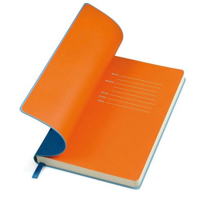 Бизнес-блокнот, формат А5, в линейку, синий/оранжевый