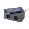 Bluetooth колонка с двумя динамиками (2х3Вт) и беспроводным зарядным устройством, переработанный пластик (RPET), серый