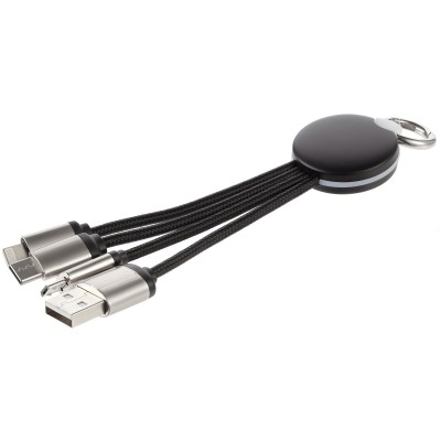 Брелок-кабель с подсветкой логотипа и разъемами для зарядки