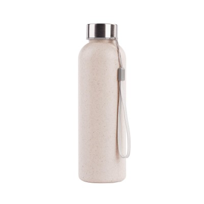 Бутылка для воды 600мл, пластик/растительные волокна, бежевый