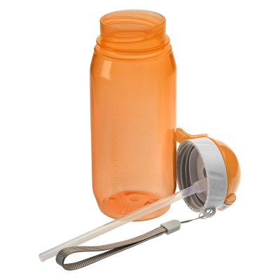 Бутылка для воды с трубочкой, 400 мл, полипропилен, оранжевая