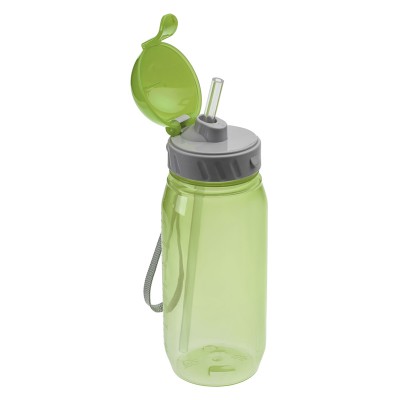 Бутылка для воды с трубочкой, 400 мл, полипропилен, зеленая