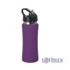 Бутылка спортивная, нержавеющая сталь/soft touch/пластик, 0,6 л., цвет фиолетовый
