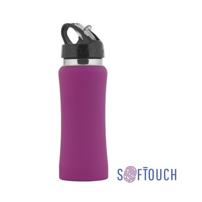 Бутылка спортивная, нержавеющая сталь/soft touch/пластик, 0,6 л., цвет фуксия