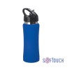 Бутылка спортивная, нержавеющая сталь/soft touch/пластик, 0,6 л., цвет синий