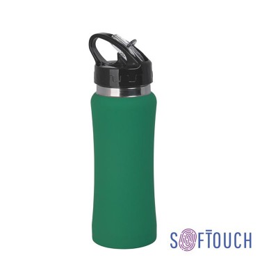 Бутылка спортивная, нержавеющая сталь/soft touch/пластик, 0,6 л., цвет зеленый