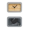 Часы с беспроводным зарядным устройством, камень/бамбук, цвет серый/бежевый