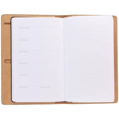 Еженедельник-портфолио 15х21см кожа, недатированный, бежевый