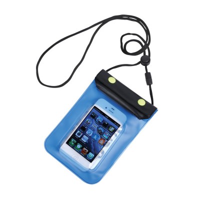 Футляр водонепроницаемый для мобильного телефона на шнурке, 11,5х20 см., пластик, синий