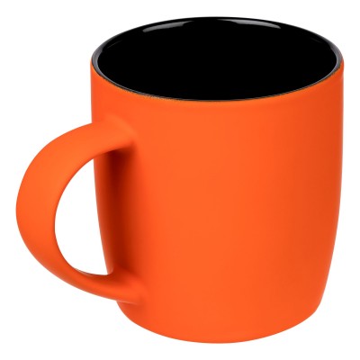 Кружка 350мл c покрытием софт-тач, оранжевая с черным