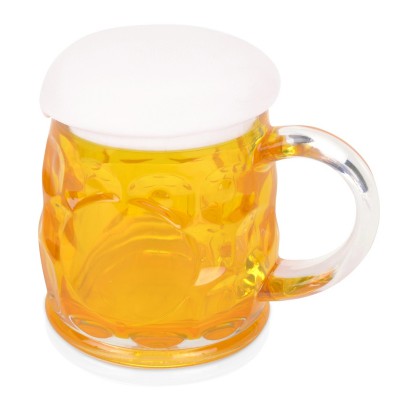 Кружка для пива с крышкой, 400мл,  пластик/полиуретан, прозрачный/оранжевый/белый
