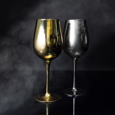 Набор для вина из 2-х бокалов золотого и серебряного цвета