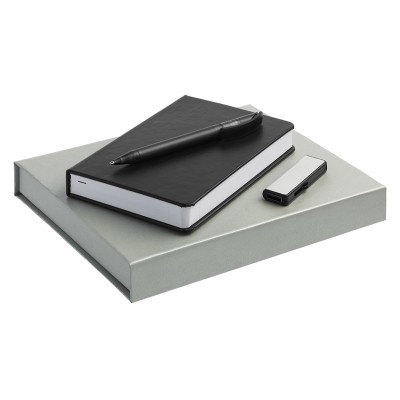 Набор  Mini: ежедневник недатированный 10х16 см., флешка и ручка, черный