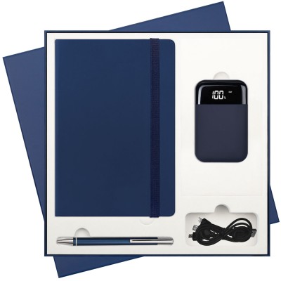 Набор Portobello/Alpha BtoBook: Ежедневник недат А5, ручка, Power Bank, синий