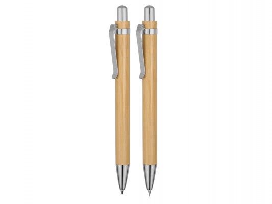 Набор: ручка и карандаш, бамбук, светлое дерево