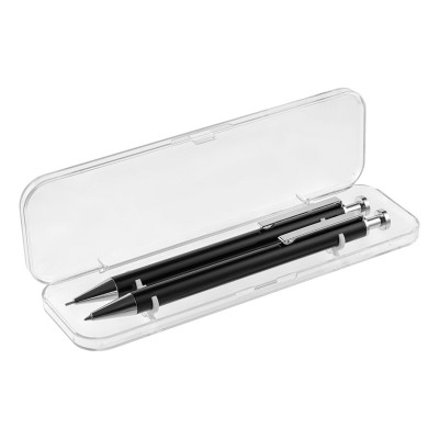 Набор ручка+карандаш, в футляре, металл; пластик, черный