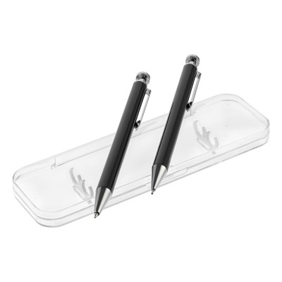 Набор ручка+карандаш, в футляре, металл; пластик, черный
