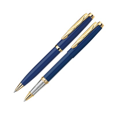 Набор: шариковая ручка и ручка-роллер PIERRE CARDIN, латунь, синий
