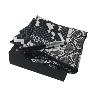 Набор UNGARO: платок шелковый с ручкой, черный с серым