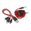 Набор в чехле: наушники и зарядный кабель 3 в 1, пластик/металл/полиэстер,  красный