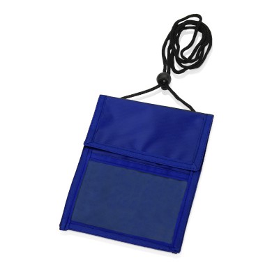 Нагрудное портмоне с отделением для ручек и прозрачный карман, полиэстер, синий