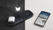 Настольная беспроводная зарядная станция для часов, наушников, смартфонов, с лампой
