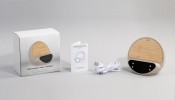 Настольные часы с беспроводным (10W) зарядным устройством и будильником, пшеница/бамбук/пластик, бежевый