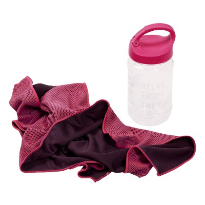 Набор для фитнеса: охлаждающее полотенце и бутылка, розовый
