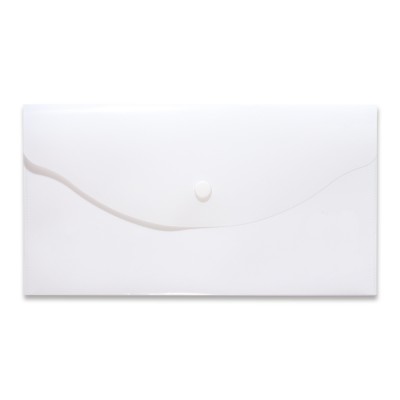 Папка-конверт с кнопкой, 250×135мм., 150 мкм, белая