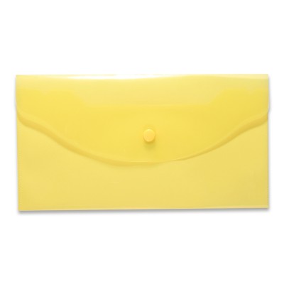 Папка-конверт с кнопкой, 250×135мм., 150 мкм, желтая