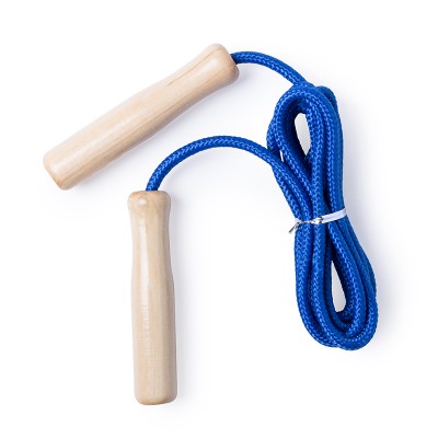 Скакалка шнур из полиэстера, ручки из дерева, синий