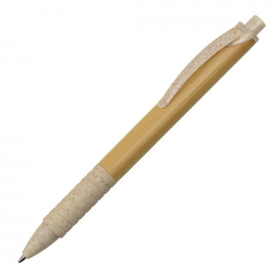 Ручка из бамбука и переработанной пшеницы шариковая, бежевая