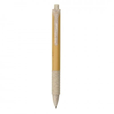 Ручка из бамбука и переработанной пшеницы шариковая, бежевая