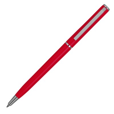 Ручка пластиковая шариковая, пластик/металл, d0,8 х 13 см, красный матовый/серебристый