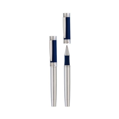 Ручка роллер CERRUTI 1881, металл/лак, цвет серебристый с синим