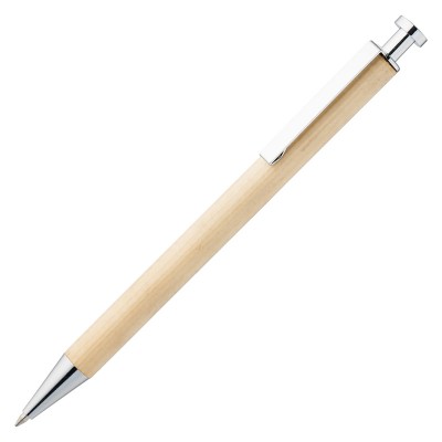 Ручка шариковая, 14х0,9см, металл, светлое дерево