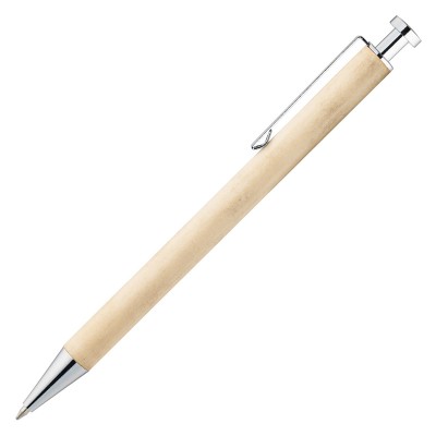 Ручка шариковая, 14х0,9см, металл, светлое дерево