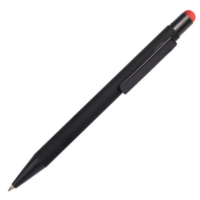 Ручка шариковая со стилусом, софт-тач, черный/красный