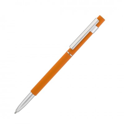 Ручка шариковая СТАР, покрытие soft touch, цвет оранжевый
