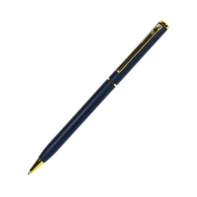 Ручка шариковая, темно-синяя с золотистой отделкой