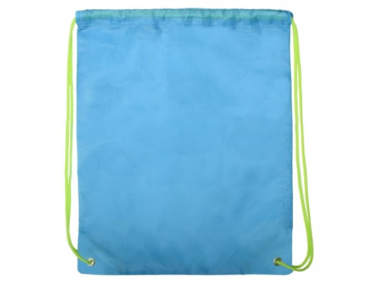 Рюкзак 31х38см полиэстер, голубой с зеленым шнуром